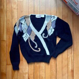 Vintage 80s Jaclyn Smith Sweater – Beaded Leaf Design (Size Small)